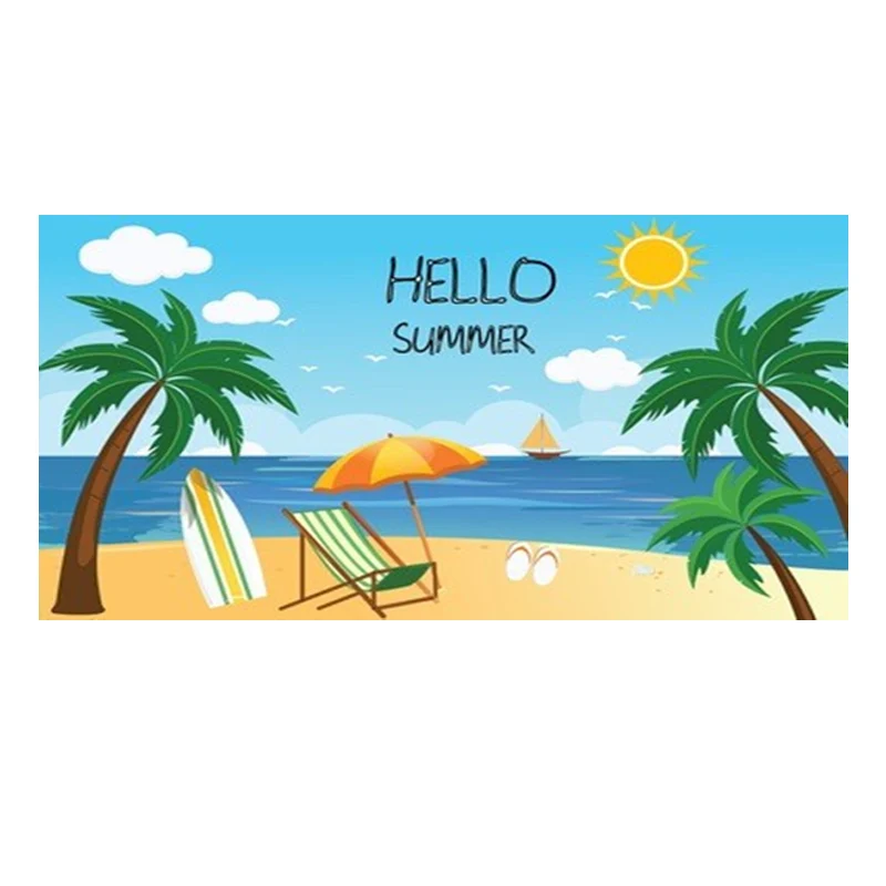 

Cute Cartoon Chaise Lounge Palm Tree Summer Beach Travel Towels for Men Women Kid Flip Flop Swimming Spa Towels