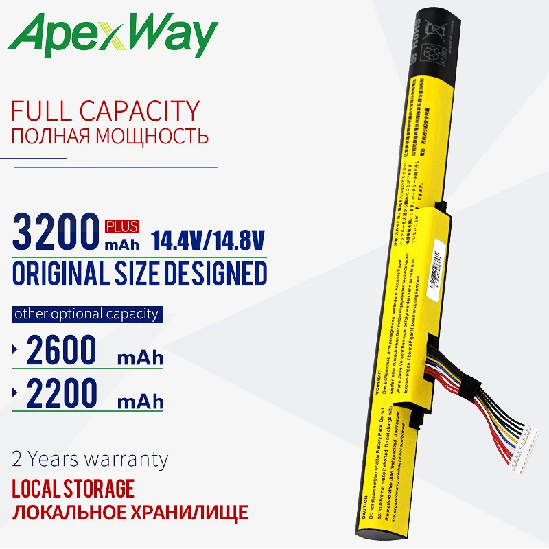 Черный аккумулятор Apexway 2200 мАч для ноутбука Lenovo IdeaPad Z500 Z400 Z400A P400 P500 L12L4K01 L12S4E2 L12S4K01