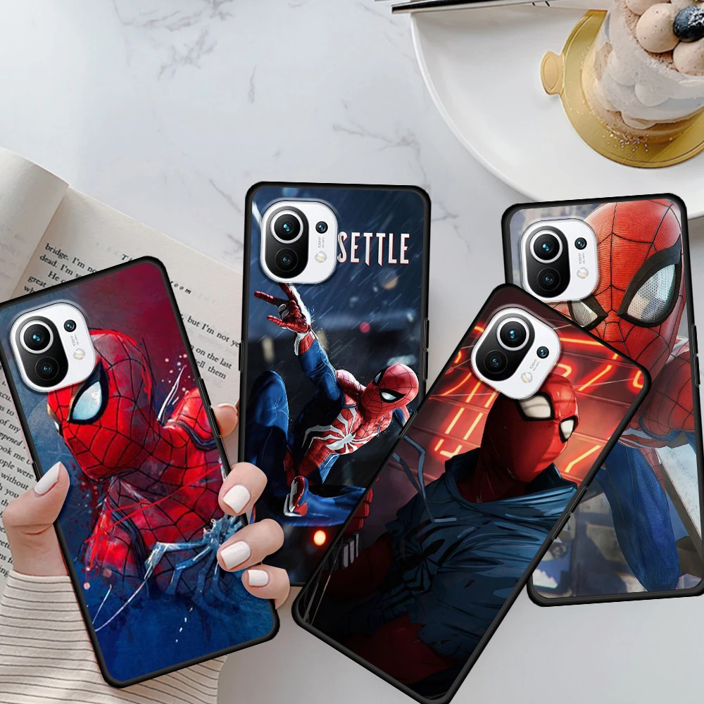 

Marvel SpiderMan Avengers For Xiaomi Mi 11T 10T 11 10 Ultra Lite Note10 9 9T SE 8 Pro A3 5G Silicone Black Phone Case