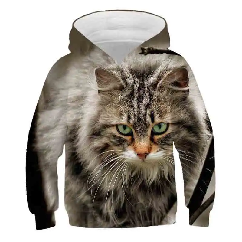 

Cute cat 3D printed hoodie fashion casual sports pullover boy and girl cost-effective children's jacket cool comfortable tops