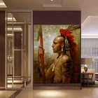 YWDECOR абстрактные оригинальные индийские картины на холсте перьевые плакаты-портреты и принты настенные художественные картины для гостиной домашний декор