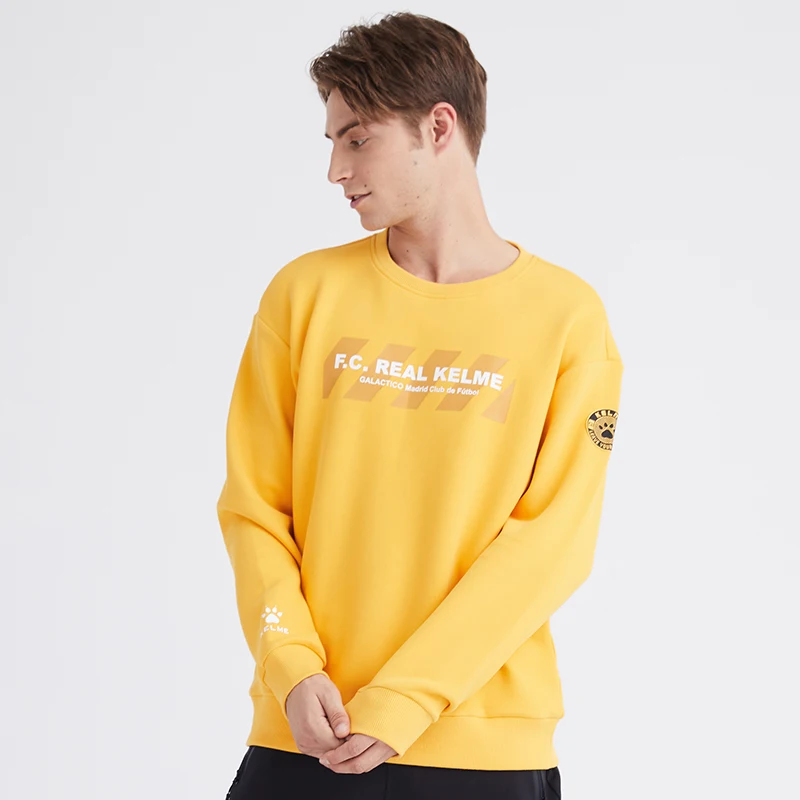 Мужская толстовка с круглым вырезом KELME модный спортивный костюм оранжевого и