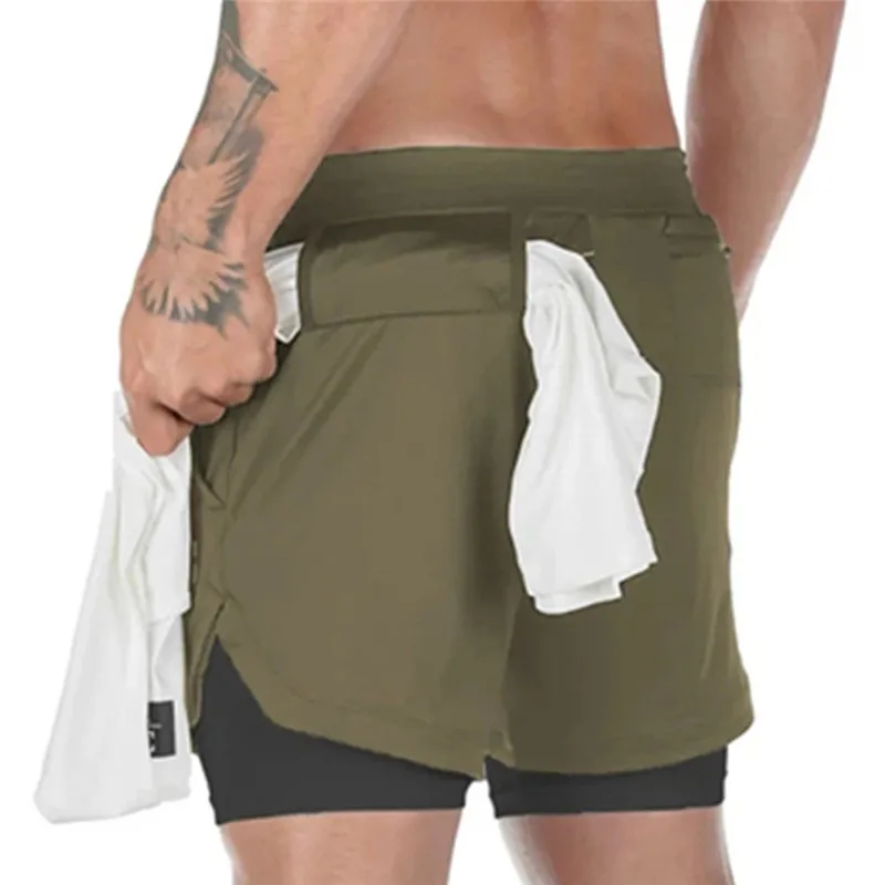2023 M-3XL summer Running Shorts Men 2 In 1 Double-deck Quick Dry gym Shorts Fitness Jogging Workout Shorts Men Sports Shorts