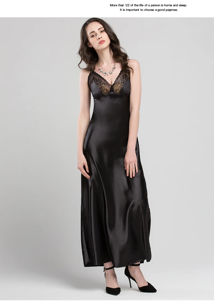 Кружевное сексуальное платье для сна на бретельках атласная шелковая одежда