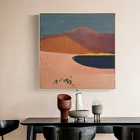 Картина на холсте, квадратная, с изображением абстракции, пляжа, горного озера, облаков, для гостиной