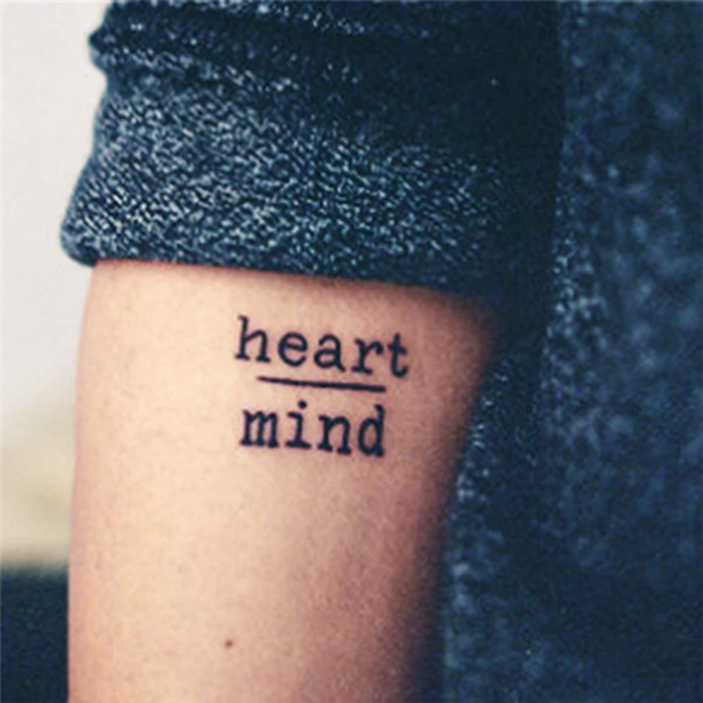 Fake Tattoos 1 Pc Fashion Heart Mind Courage Fear Letters Waterproof Stickers Temporary Tattoo Body Art Decoration | Красота и