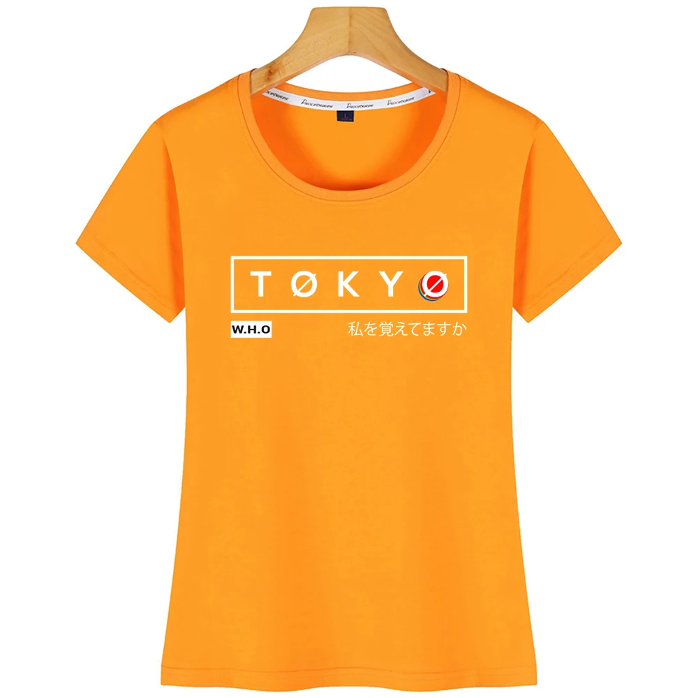 Топы футболка женская в Токийском стиле с надписями Remember Me In Japanese Humor короткая |