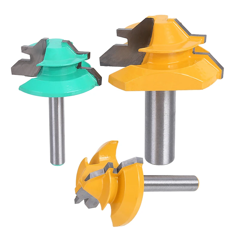 

45 Degree Lock Miter Router Bit 6.35/12.7mm Shank Woodworking Tenon Milling Cutter Tool Drilling Milling For Wood Carbide Alloy