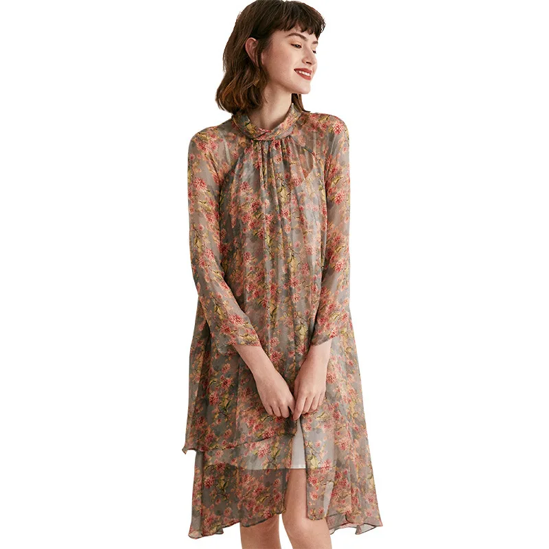 Винтажное летнее платье женская одежда бохо 100% натуральный шелк Mid Vestidos женские