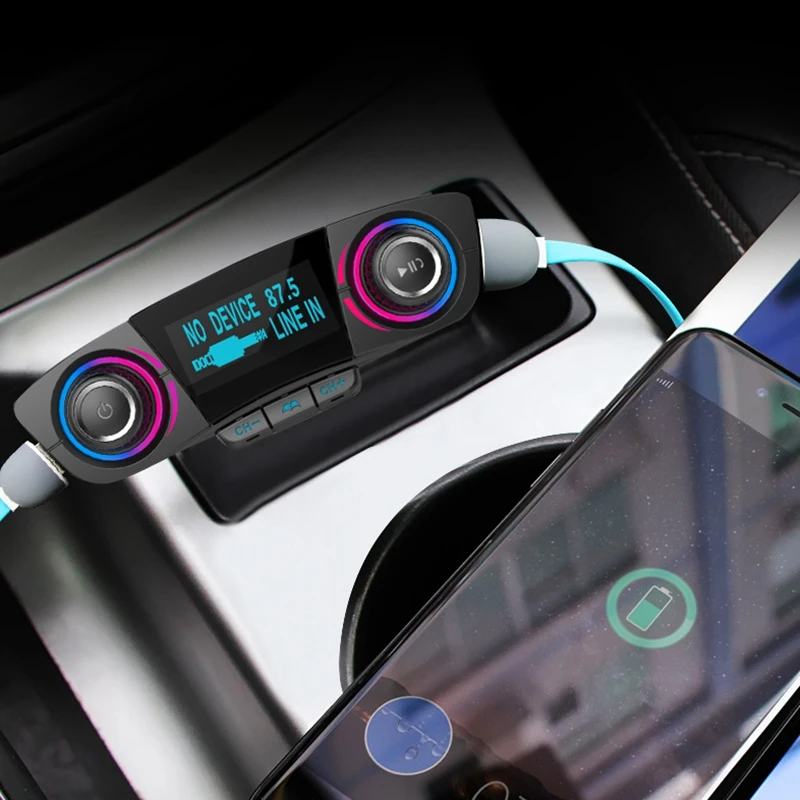 Автомобильный аудио mp3 плеер Bluetooth 4 0 Handsfree Car Kit FM передатчик светодиодный Aux
