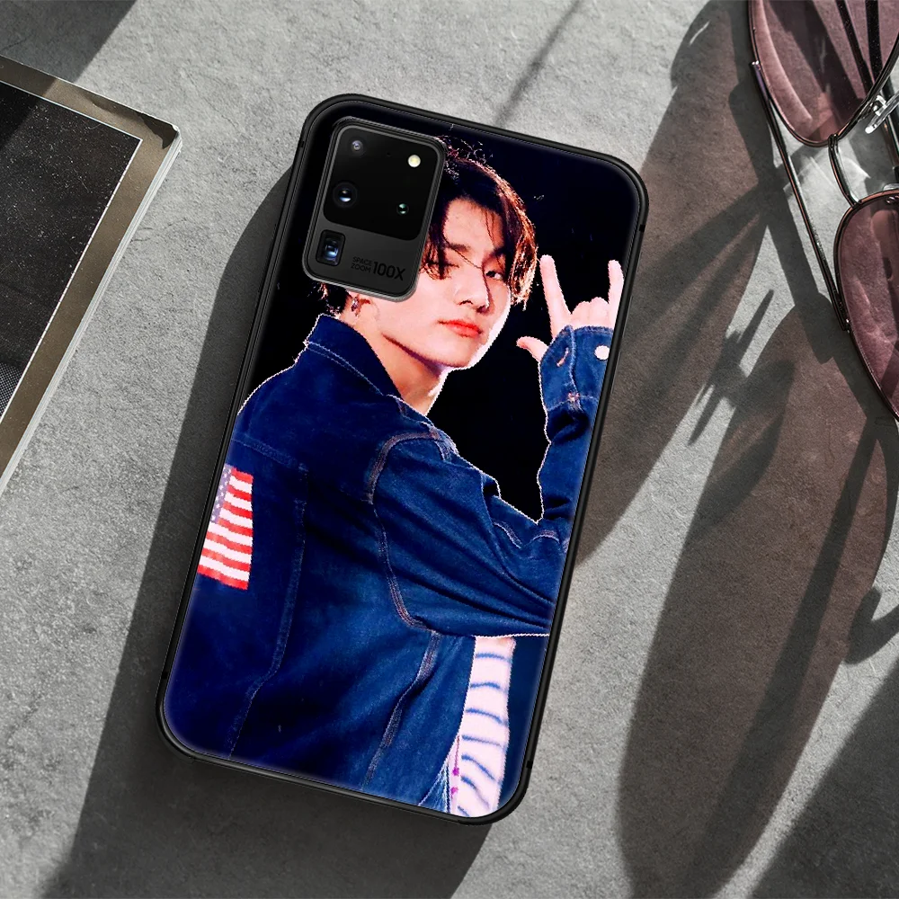 

Bangtan Boys Jeon Jung Kook Phone Case Cover Hull For Samsung Galaxy S 7 8 9 10 e 20 FE edge uitra plus Note 9 10 20 black Coque
