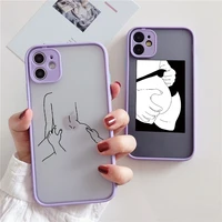 abstract geometric line body phone case for iphone 13 12 11 pro max x xr xs max 7 8 plus mini bumper matte back cover coque