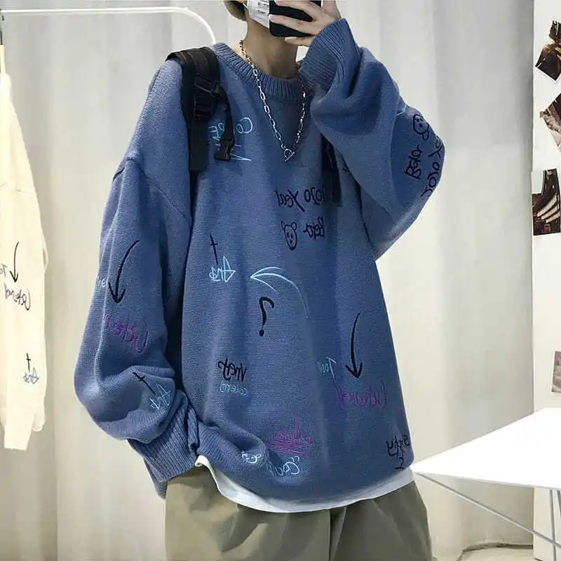 

Men's sweater autumn winter Pullover knitting top loose thread coat