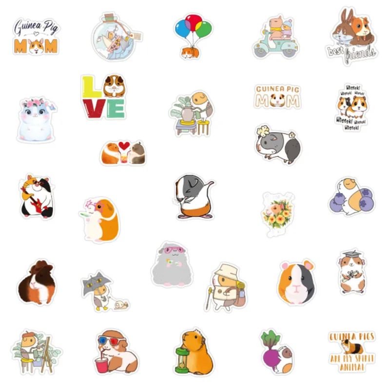 103050pcs new style guinea pig graffiti waterproof skateboard travel suitcase phone laptop luggage stickers diy kids girl free global shipping