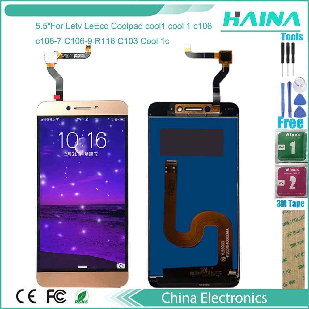 5,5 inchFor Letv LeEco Coolpad cool1 genial 1 C106 C106-9 c106-7 R116 C103 CD pantalla MONTAJE DE digitalizador con pantalla t&aacute;ctil de reemplazo-0