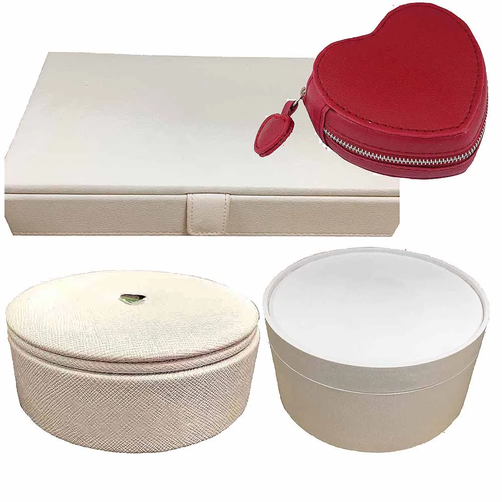 Jewelry Box Red Leather Heart Round Packaging Box Jewelry Display Bracelet Earrings Gift Velvet Box Compatible With Diy Jewelry