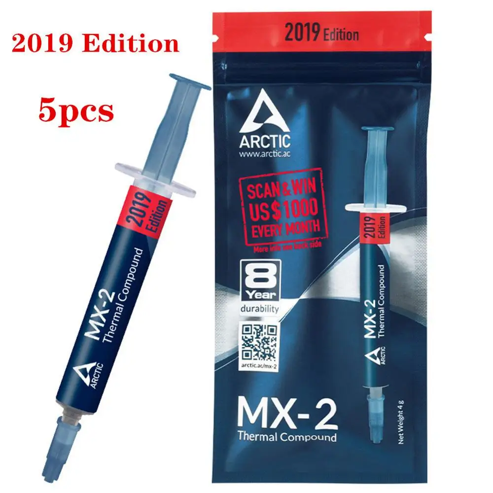 Arctic MX-4 cpu 2g 4g 8g 20g видеокарта термопаста силиконовая MX 4 кулер трубка MX-2 MX 2 Чип Процессор соединение смазки - Цвет лезвия: 4g 2019 5 Pcs