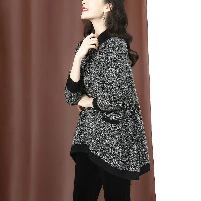 Большой Размеры женские вязаные свитера 2021 Сезон весна осень Свободная половина