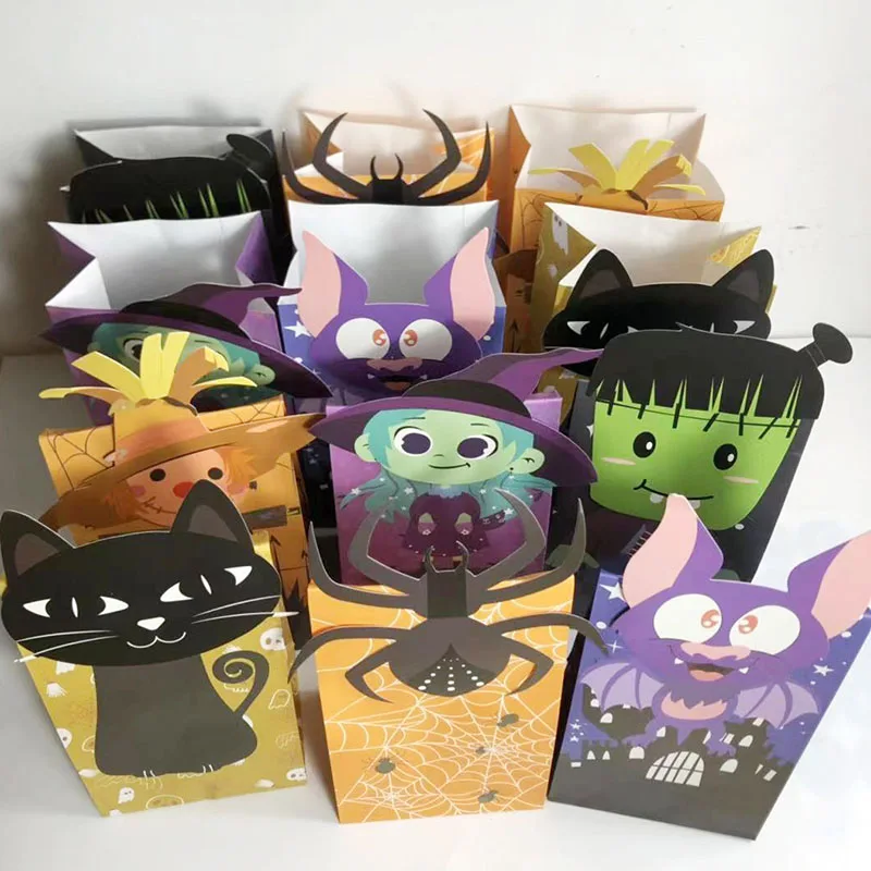 

6/12pcs Happy Halloween Candy Bag Gift Cookie Bags Biscuits Snack Paper Packaging Bags Halloween Party Decoration Supplies