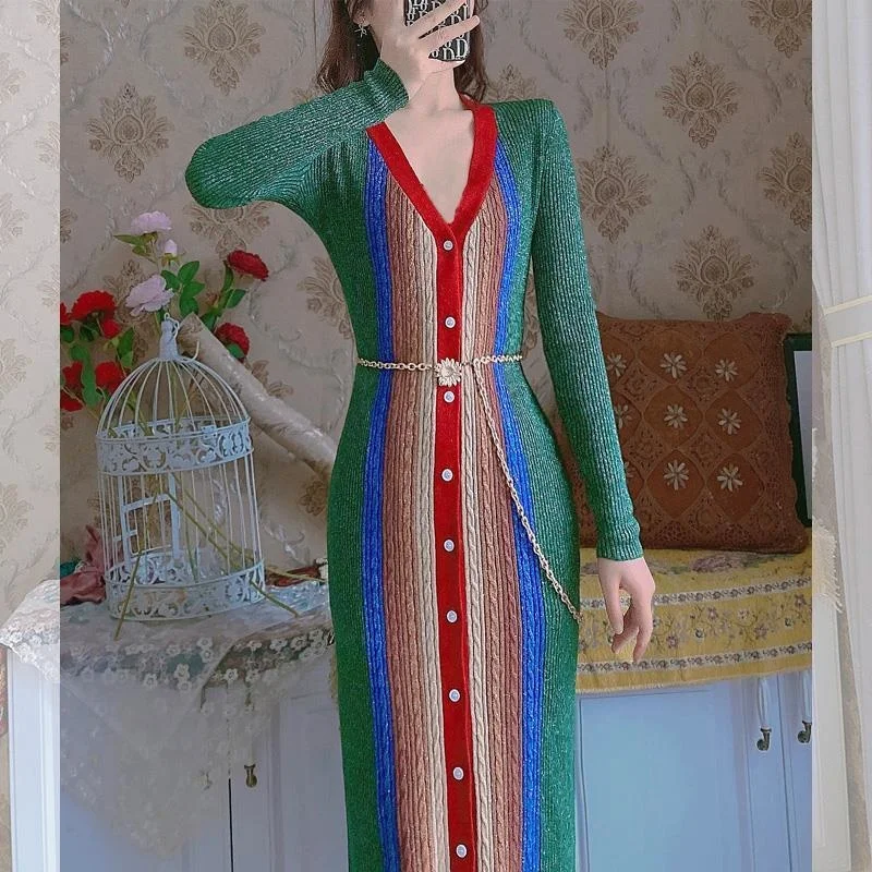 

Light Mature Sweater Christmas Dress Elegant 2021 Autumn Winter New Knitted Long Skirt Bottoming Slim And Vfemage Oodji Ukraine