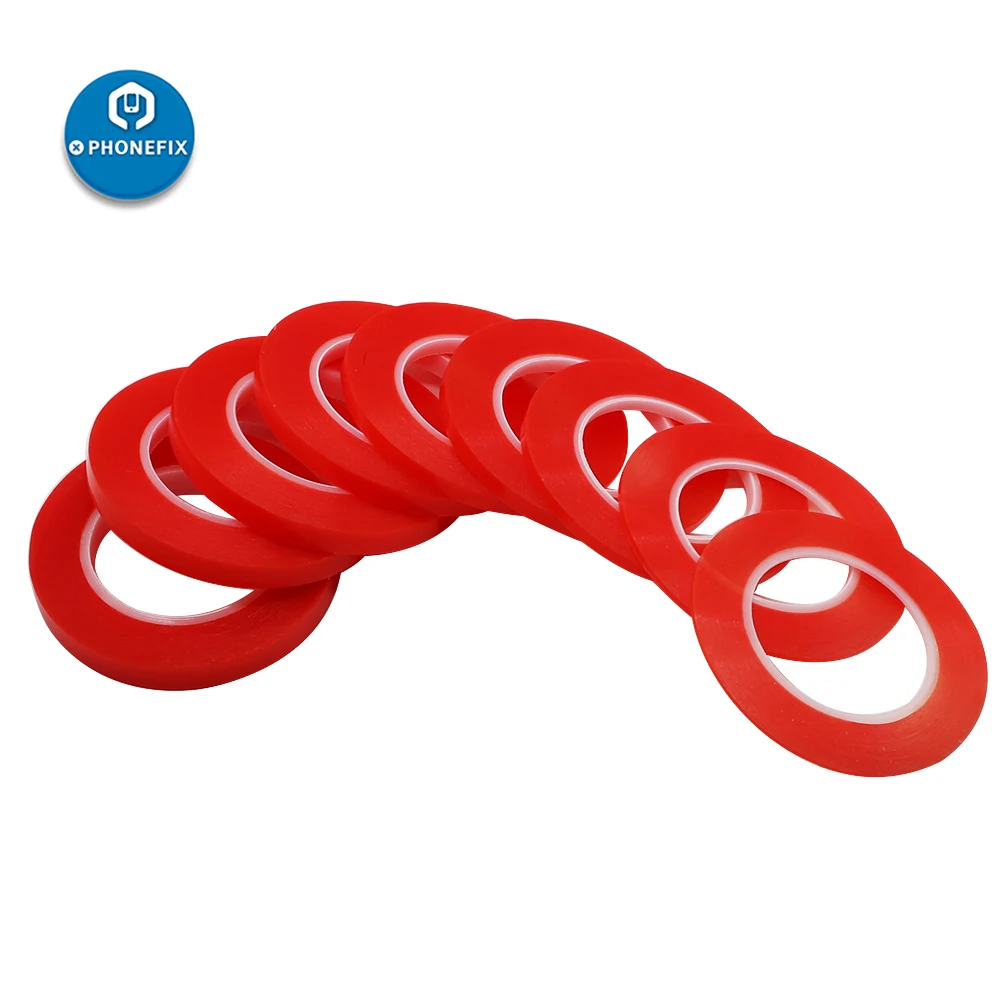 Прочная акриловая клейкая ПЭТ красная пленка 2 мм-15 мм * 25 м прозрачная