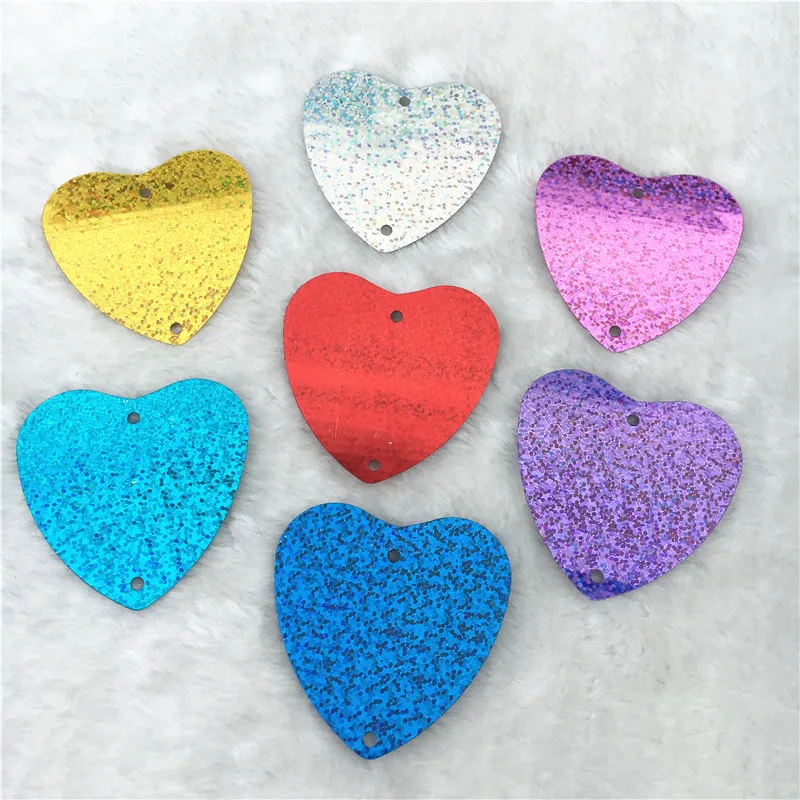 

20Pcs/Bag 55mm Laser Sequin Large Heart Shape Sequins PVC Paillettes DIY Wedding Sewing Craft Lentejuelas Accessories 2 Holes