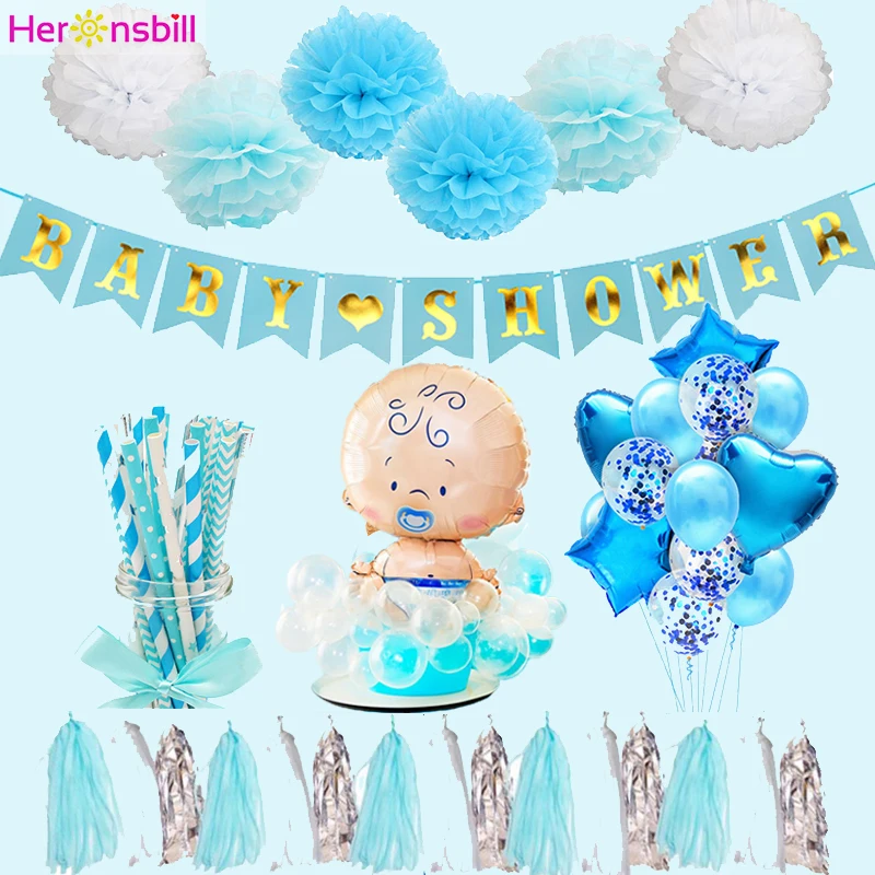 BabyShower фольга Воздушные шары его мальчик девочка Вечеринка День Рождения