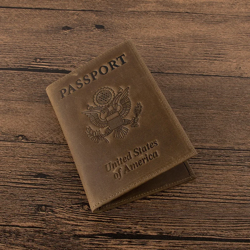 RFID Блокировка США держатель для паспорта кошелек Обложка для паспорта чехол из натуральной кожи Crazy Horse