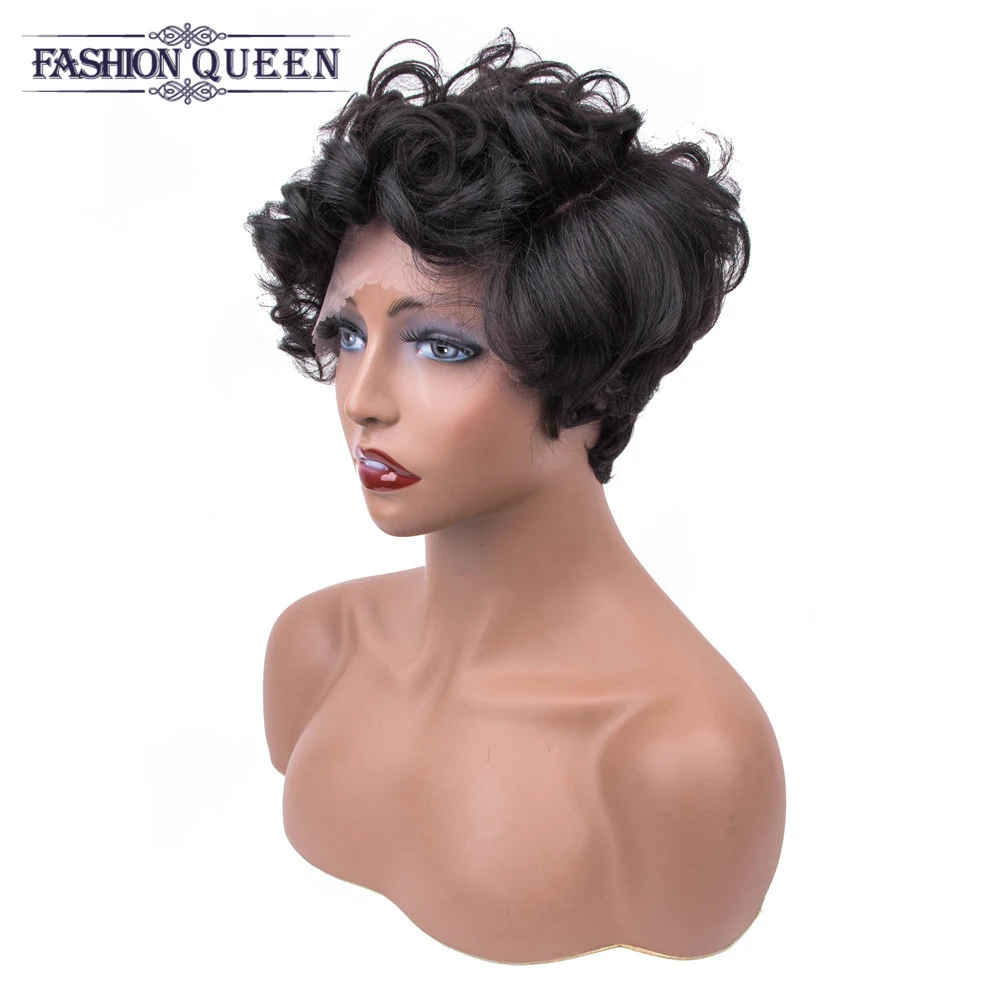 Парики из натуральных волос на кружеве Pixie Cut Bob парики фронтальной части