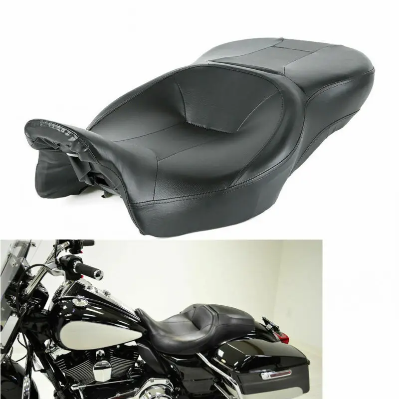 

Мотоциклетное черное ПАССАЖИРСКОЕ СИДЕНЬЕ водителя для Harley Touring Road King Electra Street Tri Glide FLHR FLHX FLTRX FLHTK 14-18