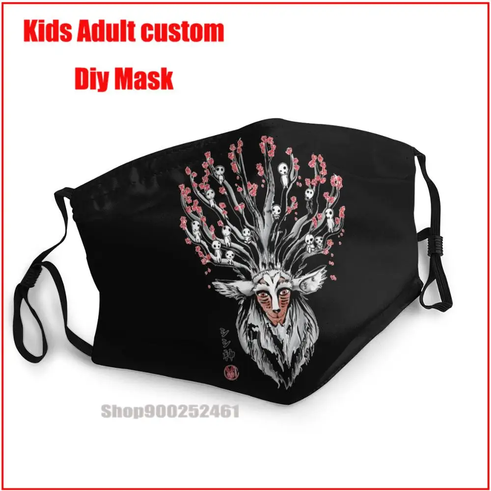 

The Deer God Sumi-e Princess Mononoke DIY masque adulte lavable mouth mask reusable kids mascarillas de tela lavables con filtro