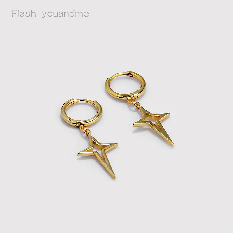 

Flash youandme 925 Sterling Silver Star Pendant Exaggerated Star Hoop Earrings Gift For Women's Trend 2021 Accessories Jewelry
