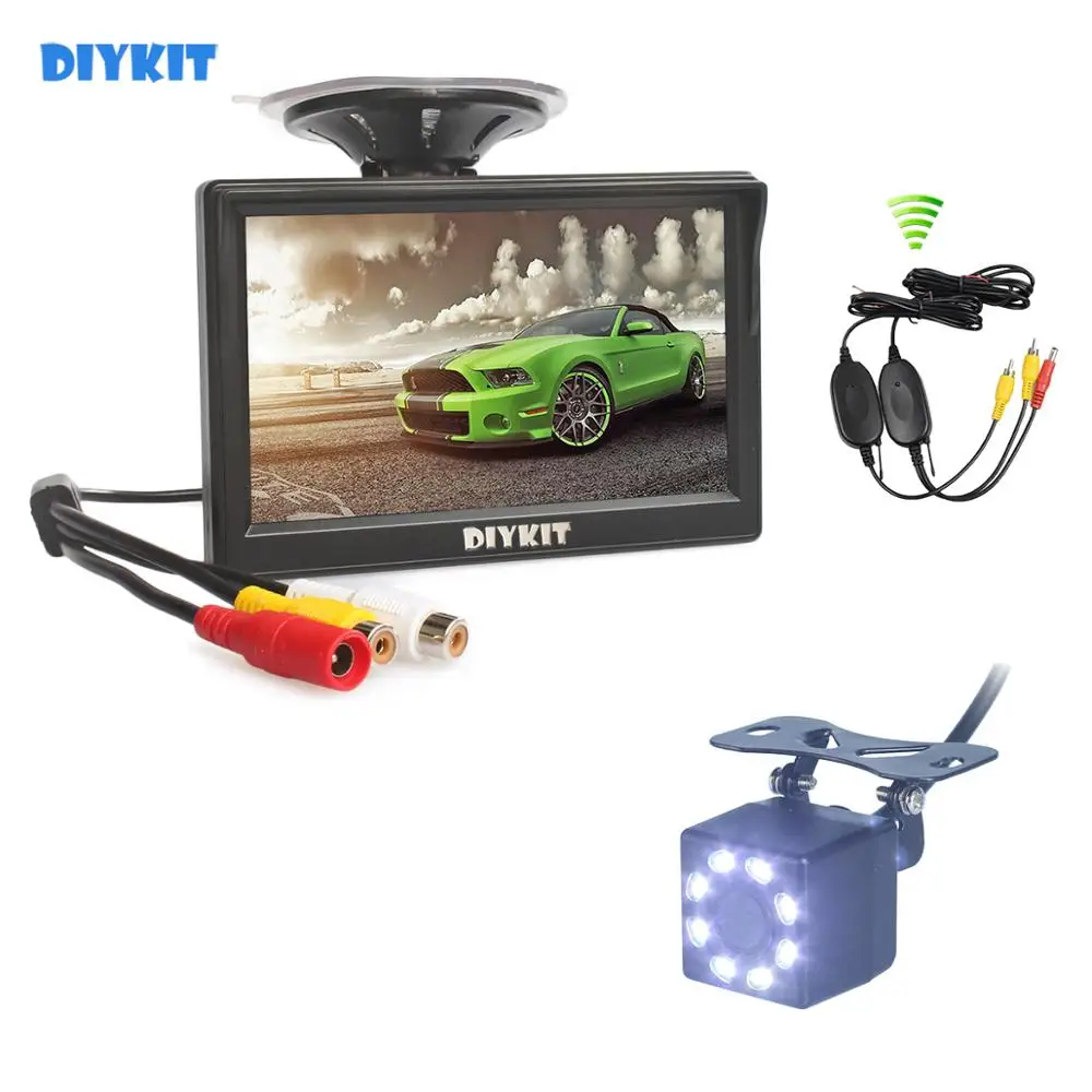 DIYKIT Wireless 5&quot HD Rear View Car Monitor Waterproof LED Night Vision Backup Camera for Parking Assistance | Автомобили и