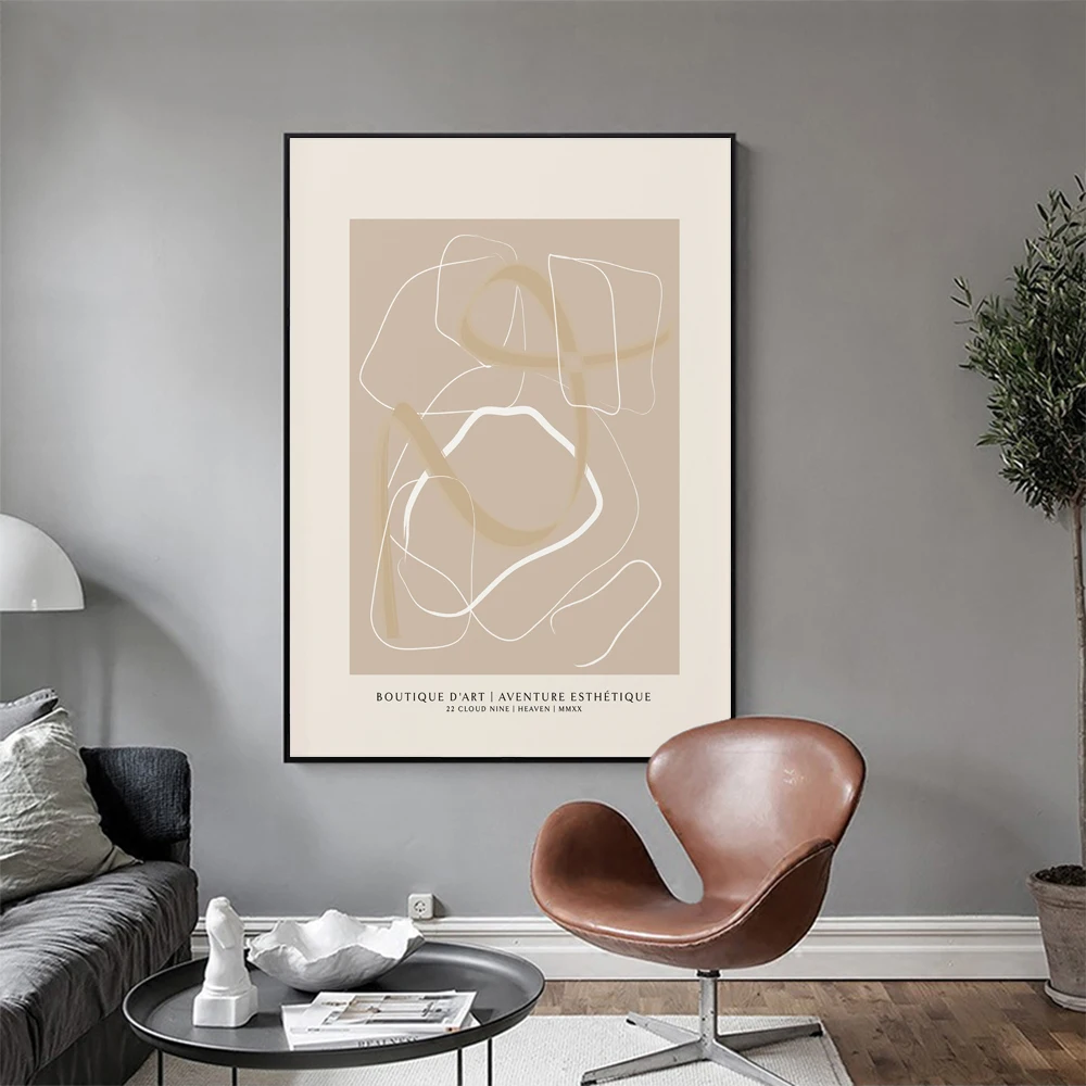 Абстрактная плакат для бутика нейтральная Картина на холсте в стиле бохо