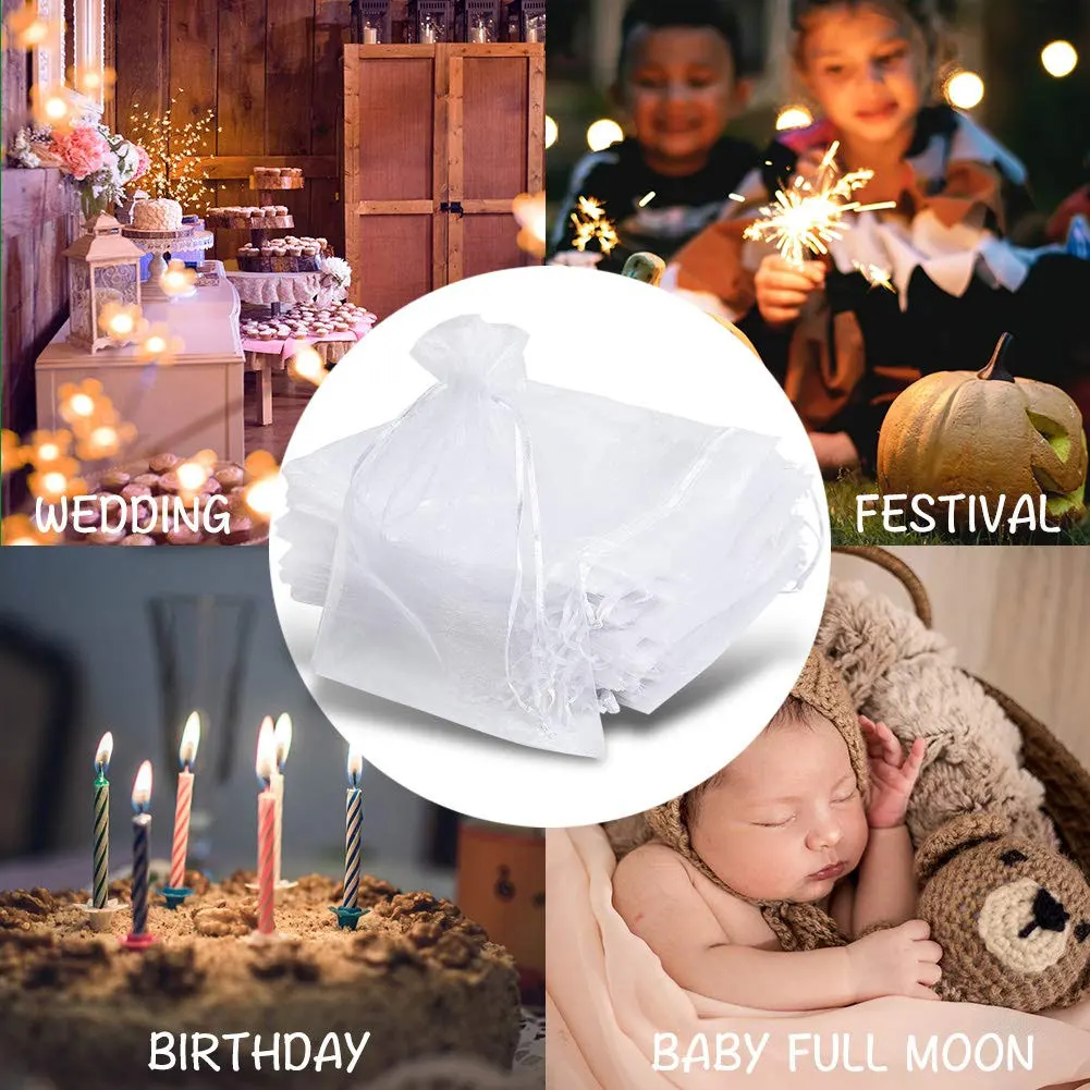 

12Pcs Organza Gift Bags Cotton Mesh Storage Bags Pouches Reusable Wrap Pouches Wedding Party Favor Bags Drawstring White