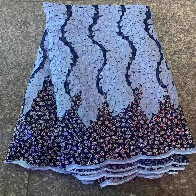 Самая популярная кружевная ткань с блестками 2020 небесно голубая