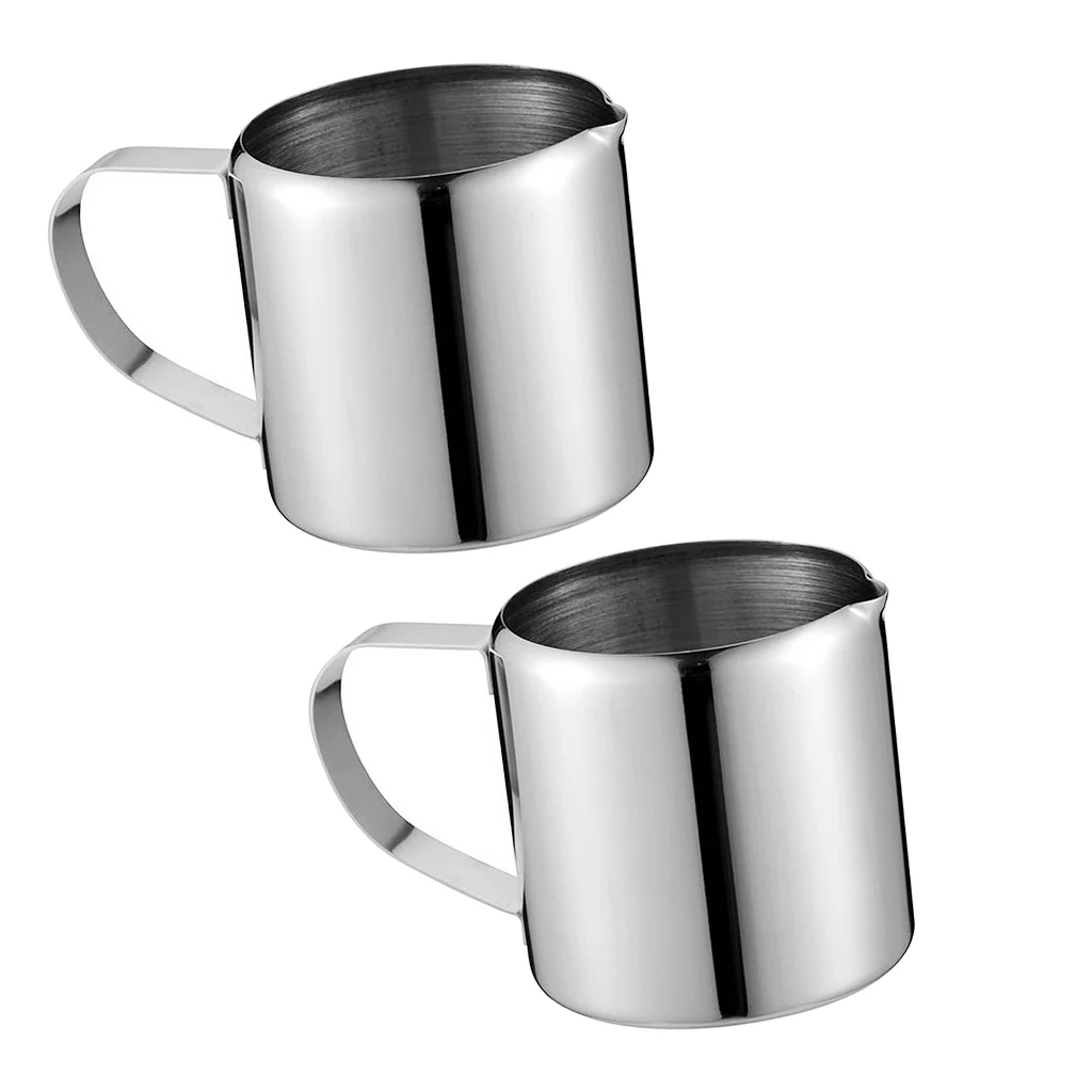 

2pc Stainless Milk Frothing Pitcher Coffee Cappuccino Art Cup 2oz Silver