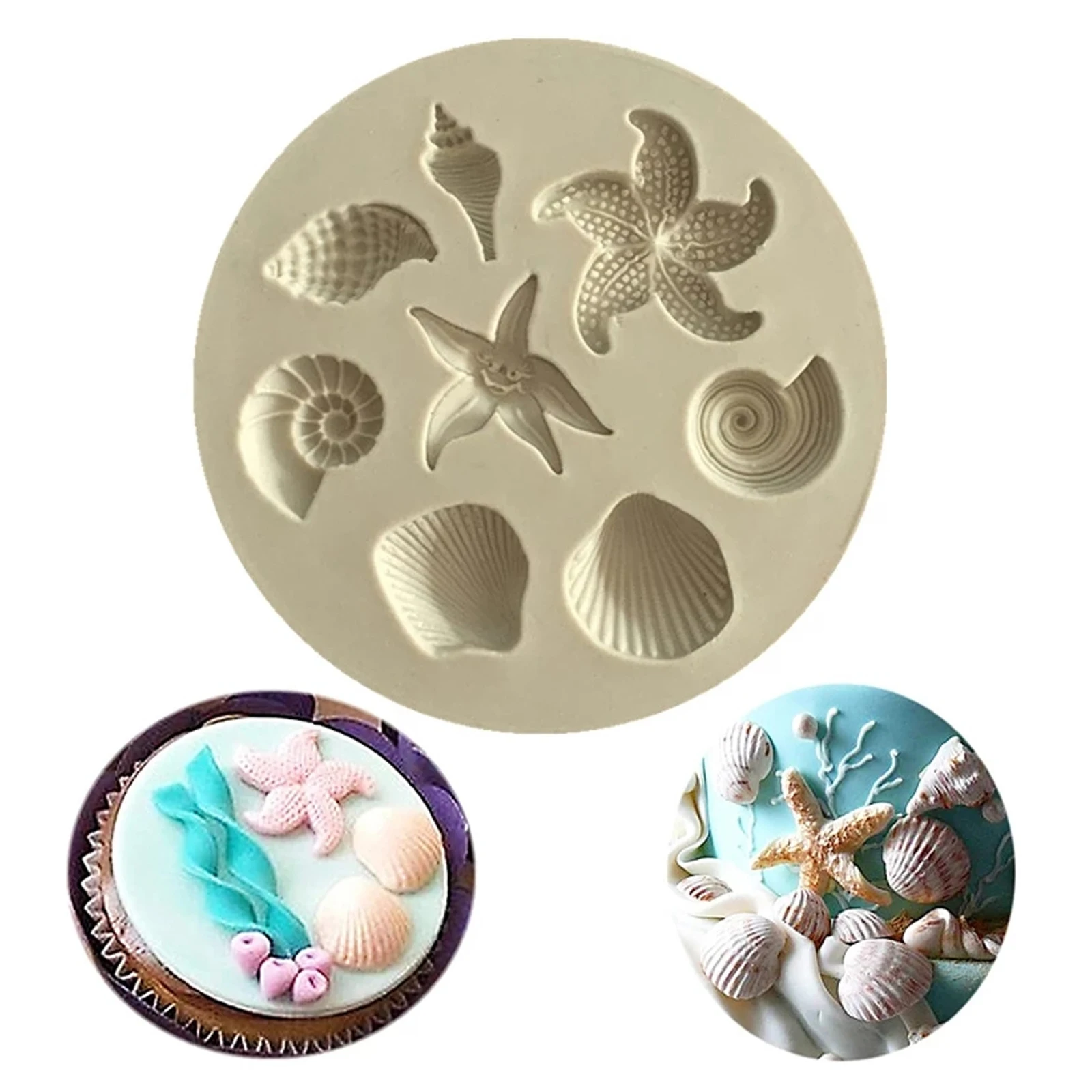 

Силиконовая форма для торта с морской тематикой, форма для выпечки, ракушка, морская звезда, морская рыба, кондитерские изделия