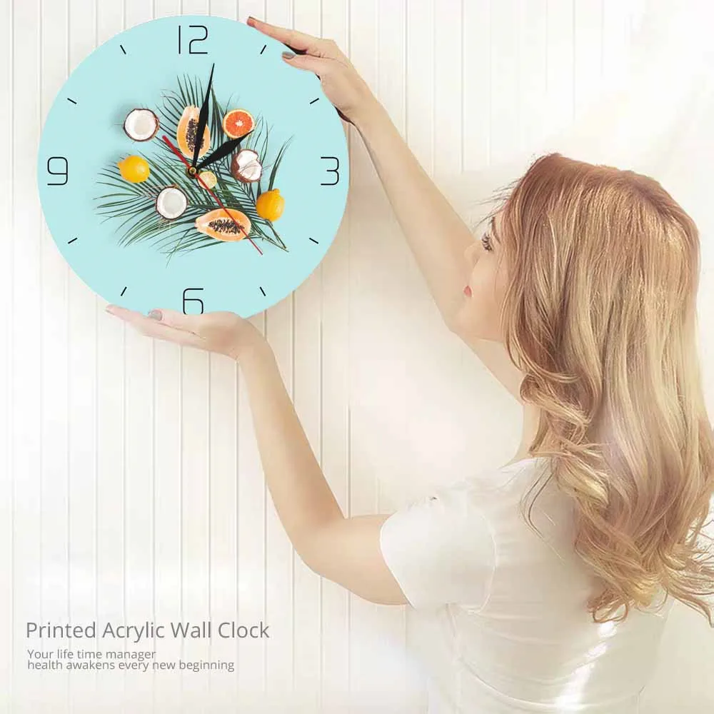 Фрукты и Пальмовые Листья на пастельно-голубом фоне новая Скандинавская Мода