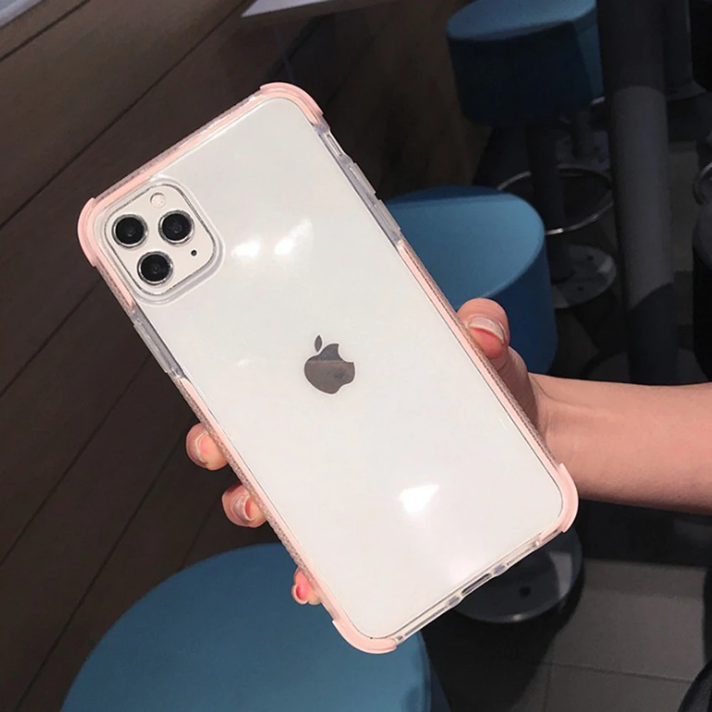 Двухцветный Прозрачный чехол для телефона iPhone 11 Pro 7 8 6 6S Plus X XR XS Max прозрачный