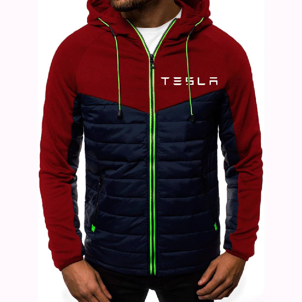 

New Spring Autumn 7 Color Padded jackets Men's Hoodies Car Tesla Classic Logo Print Coat Male Casual Sport Zipper Tops