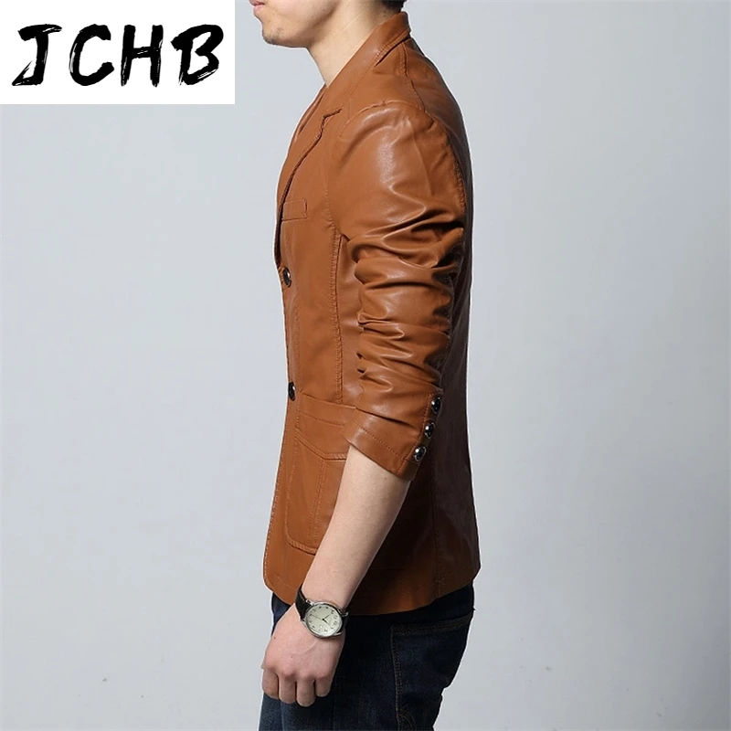 

Leather Men's Suits Men Fashion Suit Casual Slim Fit Oversized Leather Blazers Plus Size Male Leather Coats 2021 Spring & Autumn