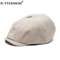 buttermere summer newsboy cap men women solid baker boy caps vintage painter flat hat black gray beige beret hats