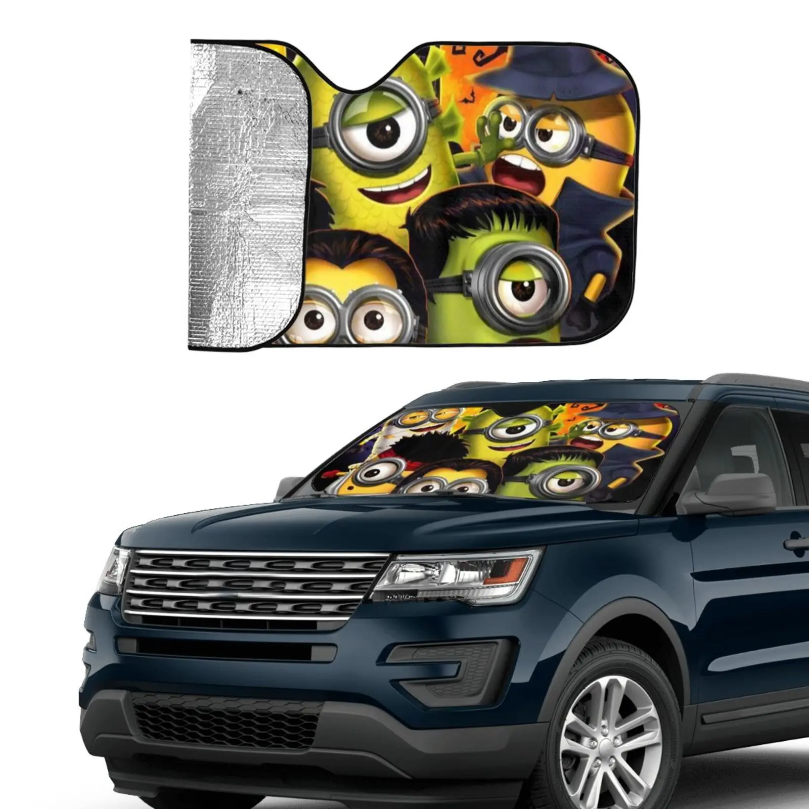 

2021 New Summer Car Accessories Halloween Pumpkin Trick or Treat Windshield Sunshade Universal Fits Most Cars Vehicle Suv