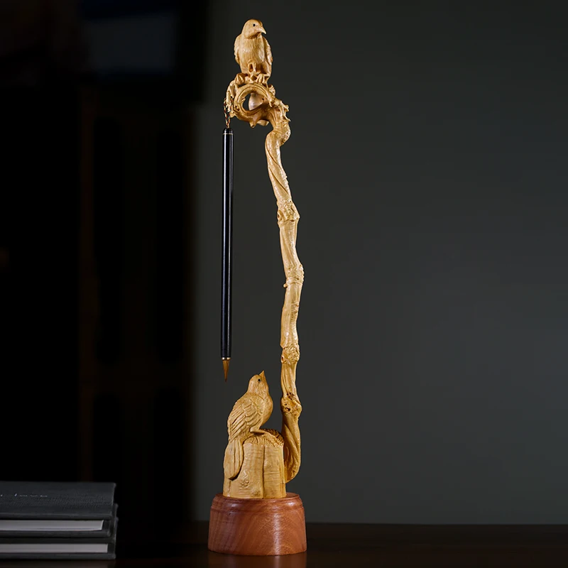 Кисть для каллиграфии с птицами полка резьбы по дереву Новый китайский стиль