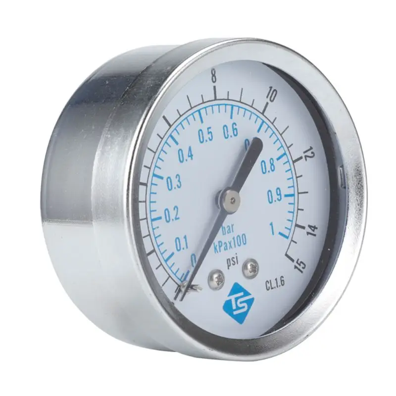 

0-15psi 0-1bar/kpa*100 Pressure Gauge 1/4" NPT Back Mount 62mm Dial Pressure Monitor Meter