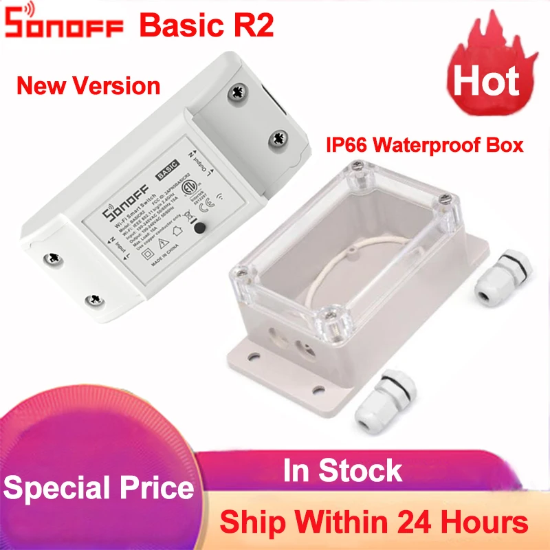 

Sonoff IP66 Waterproof Junction Box Case Water-resistant Shell Support Sonoff Basic R2/Dual/Pow R2 Wifi Smart DIY Ewelink Switch
