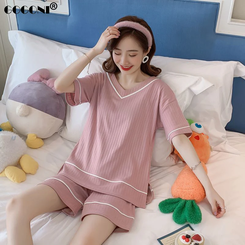 GOGONI 2020 New Arrivals 2Pcs Women Summer Pajamas Set Sweet Clothes For Fashion Sleepwear | Женская одежда