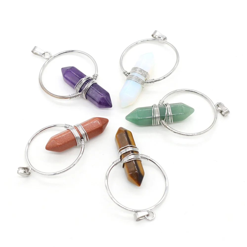 Купи Natural Stone Pendant Reiki Healing Crystal Quartz Amethyst Opal Winding Wire Charms for Jewelry Making DIY Necklace Accessories за 113 рублей в магазине AliExpress