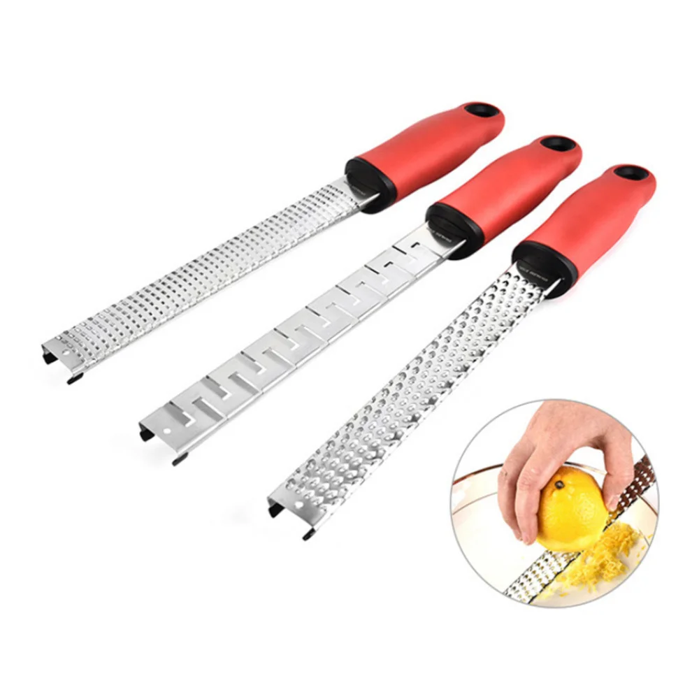 

1pc Stainless Steel Lemon Cheese Grater Zester Grater Kitchen Gadget for Home Restaurant Hotel (Red + Silver)